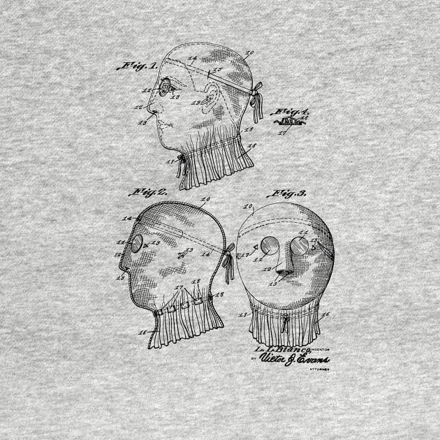 MASK VINTAGE PATENT DRAWING by skstring